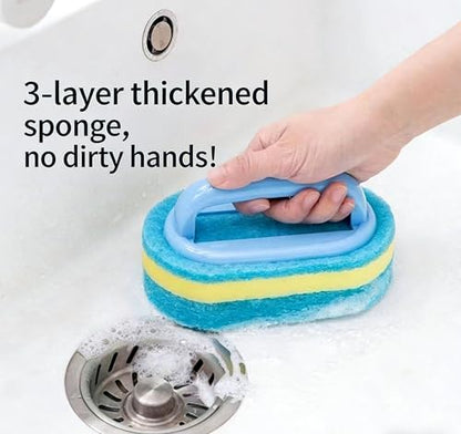 Thickened Blue Model Set Product, Multi-Functional Handheld Cleaning Sponge Brush, Suitable for Cleaning in bathrooms, Kitchens, bathtubs and Toilets. Bathtub Cleaning. Two Pieces of Combination