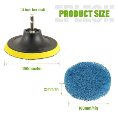 4 Inch Drill Brush Scrub Pads Cleaning Kit, 5X Faster Cleaning, Reusable Double Sided Scrub Pad for Bathroom Shower Tub Tile Grout Kitchen Toilet Hard Surfaces, 9 Pack(Blue) - color: Blue