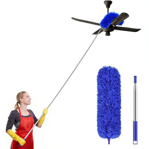 SetSail Extra-Long Dusters with Extension Pole 100-inch for Cleaning Bendable Microfiber Head Washable Ceiling Fan Cleaner Duster for Corner, High Ceilings, Furniture, Blue - color: Blue, size: Duster