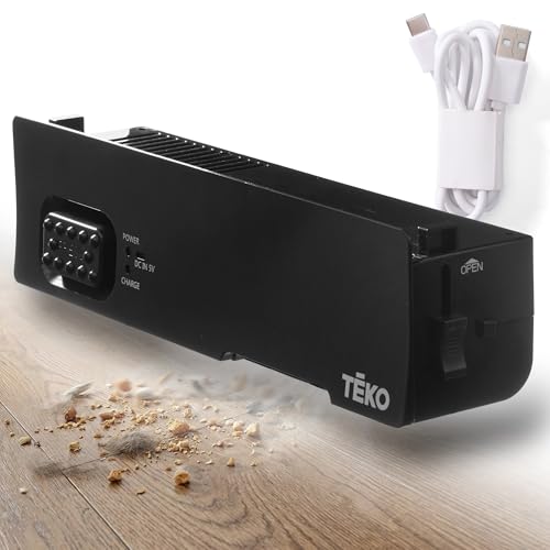 Teko Under-Counter Toe Kick Automatic Vacuum System, Cordless Strong-Suction Vacuum Dustpan for Collecting Floor Debris, Pet Hair, Crumbs & Dust, Slim Under-Cabinet Design – Easy to Operate - Black - color: Black