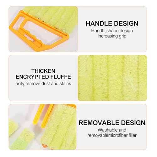 Handheld Window Blind Cleaner Duster Tool for Venetian Blinds Air Vents and Window Tracks Yellow Variant - color: Yellow