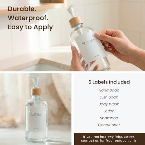MaisoNovo Glass Hand Soap Dispenser | Dish Soap Dispenser for Kitchen | 16.9oz Clear Bottles with White Bamboo Pump | Bathroom Lotion Dispenser - color: Single Clear Bottle/ White Bamboo Pump