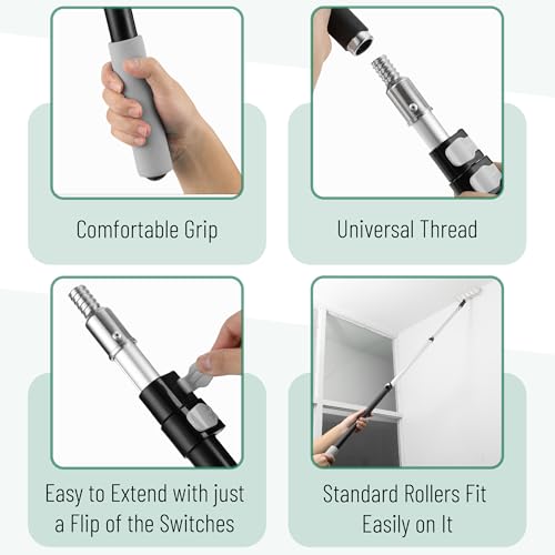 Bates- ‎Telescoping Pole, 2.4 to 6 Ft Long, Black & Gray, Paint Roller Extension Pole for Painting - color: Black and Gray, size: 6 Ft, 1 Pack
