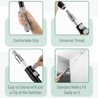 Bates- ‎Telescoping Pole, 2.4 to 6 Ft Long, Black & Gray, Paint Roller Extension Pole for Painting - color: Black and Gray, size: 6 Ft, 1 Pack