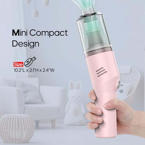 Auloea Portable Mini Car Vacuum Cleaner Pink, High Power Cordless(400g) Handheld Rechargeable Vacuum Cleaner for Desk V06