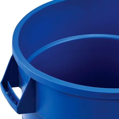 Global Industrial Commercial Round Trash Can, 32 Gallon Capacity, Plastic Garbage Can, Indoor and Outdoor Utility Trash Can, Blue, 21-3/4"W x 27-1/2"H, No Lid - color: Blue