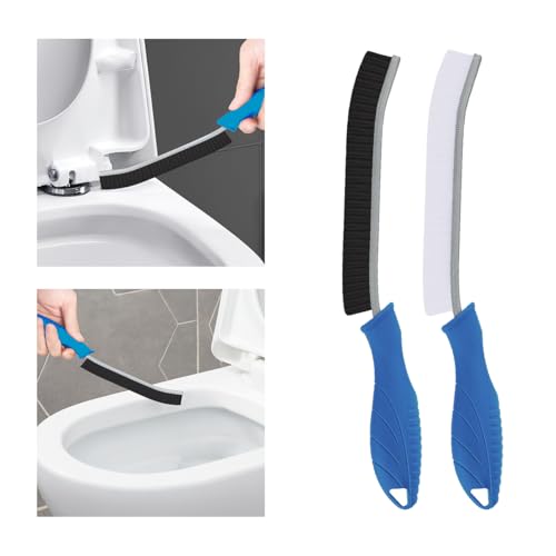 TQRR Toilet Brush, 2 Pcs Bathroom Cleaning Brush, Toilet Scrubber, Deep Toilet Bowl Brush with Hanging Hole, Multifunctional Gap Cleaning Brush, Bristles for Kitchen Sinks, Tub,Shower (2, Navy Blue) - color: Lichen Blue
