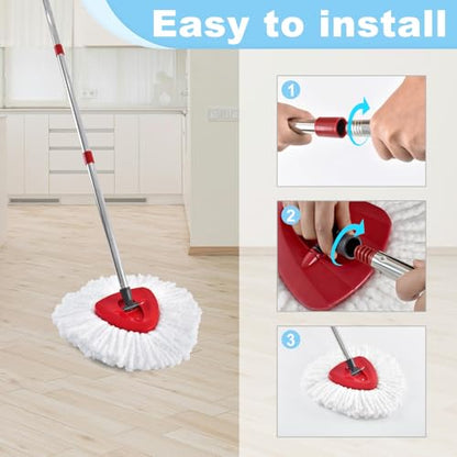 Mop Handle for Ocedar,Spin Mop Replacement Handle Compatible with O Cedar, American Threaded Joint Mop Handle 4-Section 30-to-58 inch Mop Replacement Stick - color: Red