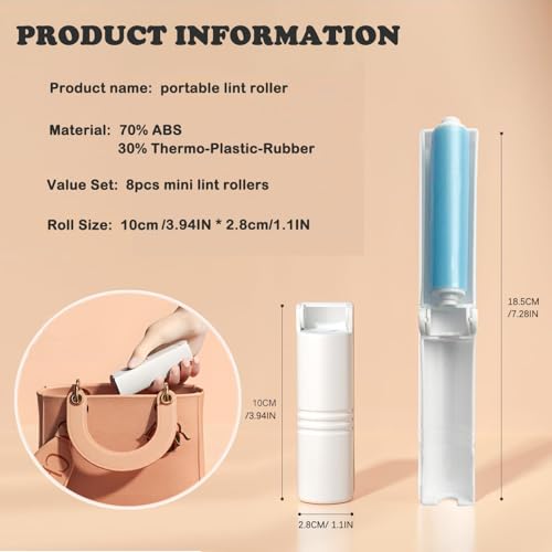 Mini Reusable Lint Roller for Travel, 8 Pack Washable Foldable Lint Remover with Sticky Gel, Portable, Compact and Easy to Clean for Clothes and Luggage Use (Blue) - color: 8 Pack, Blue