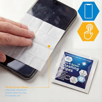 MED PRIDE Anti-Fog Lens and Screen Cleaning Wipes for Eyeglasses, Touch Screens, Premoistened, Anti-Static, Quick-Dry (200 200 Count (Pack of 1))