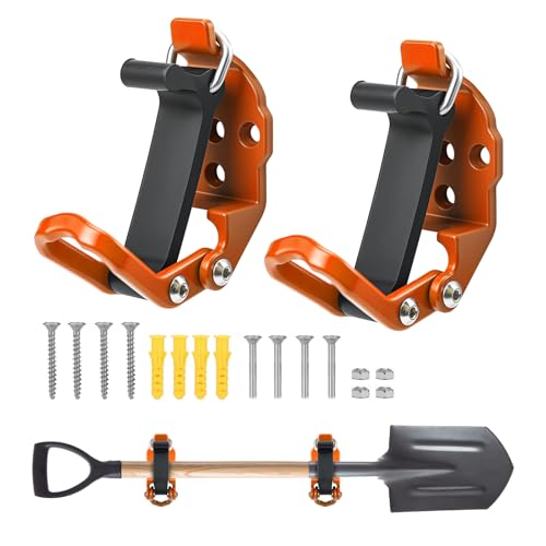 2 Pack Shovel Holder Wall Mount for Truck & Trailer, Adjustable Rubber-Coated Clamp for Shovel, Broom & Rake,Axe (0.6"–1.43"), Tool Holder for Overlanding, Off-Road, Work Truck & Garage,Orange - color: Orange, size: 2 Pack
