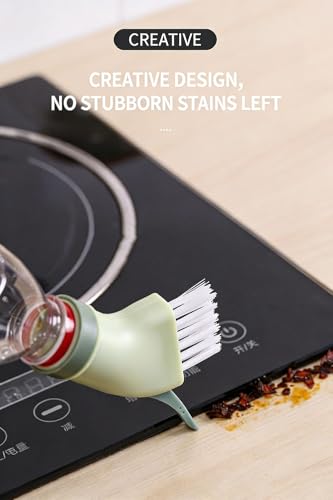 Multi Purpose Cleaning Brush Bottle Connect Design Wet Dry Use for Window Tracks, Tile Grout and Narrow Gaps, Green - color: Green