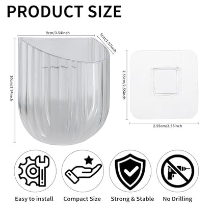 2 PCS Remote Control Holders, Self Adhesive Wall Organizer for Living room, Kitchen, Bathroom, Cabinet, Small Wall Basket for Pen, Pencil & Marker Holder, Home Office & School (Green + Clear)