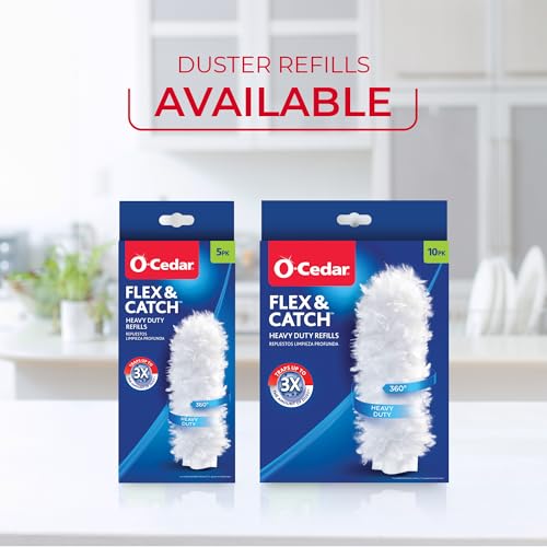 O-Cedar Flex & Catch Heavy Duty Dusting Kit with 3 Disposable Duster Refills | New & Improved Model | Extendable 3 Ft Handle with Stay-On Duster Hook | Traps 3X More Dust Than Feather Dusters - style: Dusting Kit + 3 Refills