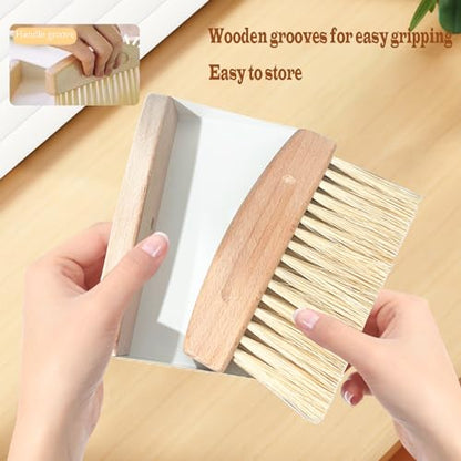 Mini Broom and Dustpan Set Small Metal Dustpan and Brush Set Hand Whisk Broom for Home Office Desktop Sofa Pet Care Household Cleaning (PET bristles, Black) - color: Black