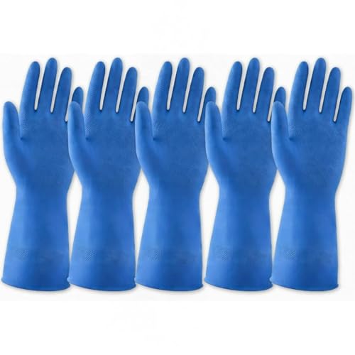 LADWA Non-Slip Household Cleaning Reusable Dishwashing Gloves for Kitchen Gardening Flexible Long-lasting Waterproof Gloves - color: Blue, size: Pack of 1