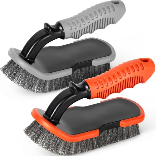 DecorRack 2 Pack Cleaning Brush, Heavy-Duty Scrub Brush with Ergonomic Handle for Floors, Tiles, Bathtubs, Grout, Decks, and Outdoor Surfaces (Assorted, 2 Pack) - color: Assorted