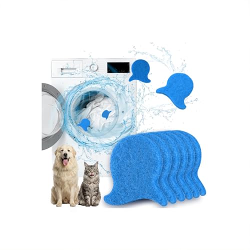 6 Pack Pet Hair Remover for Laundry, Reusable Washer & Dryer Lint Catcher for Dog & Cat Hair, Helps Reduce Fur on Clothes, Blankets, Bedding, Couch & Car Seats (Blue)