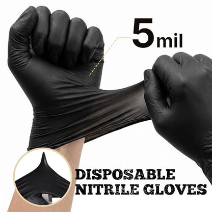TitanFlex Black Nitrile Disposable Gloves, 5 Mil, Fully Textured, Heavy Duty, Latex Free & Powder Free for Cooking, Food Prep, kitchen clean, 100 ct (XL) - color: 03 5mil (100ct), size: X-Large