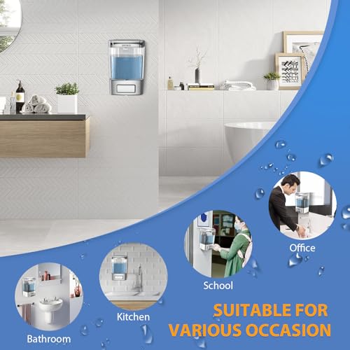 Manual Soap Dispenser, 23.7oz/700ml Wall Mount Soap Dispenser, Large Capacity Kitchen Bathroom Hand Soap Pump, Commercial Refillable Shampoo Shower Gel Lotion Dispenser, Chrome B - color: Chrome 700ml