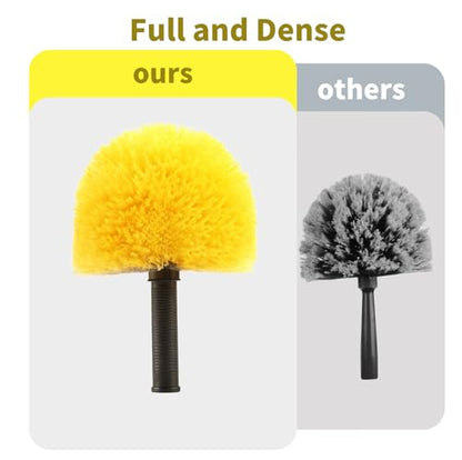 3 Pack Screw on Webster Cobweb Duster Head for Pole,Spider Web Remover Brush, Cobweb Duster Head Attachment,Fits Standard 3/4 inch Threaded Poles (3, Yellow) - color: Yellow