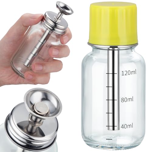 4Oz / 120ml Clear Pump Dispenser Bottle with Lid, Refillable Glass Acetone / Acohol / PFA / LDPE Container, Lab Dropping Bottles for Industry Chemistry, Liquid Solvents Dispenser Pump with Copper Core - color: Clear - 1 pcs