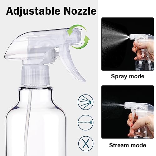 3 Pack Plastic Spray Bottles Empty Spray Bottle 10oz/300ml Heavy Duty Spraying Bottles Mist/Stream Water Bottle for Cleaning Solutions, Essential Oils, Hair (clear) - color: clear