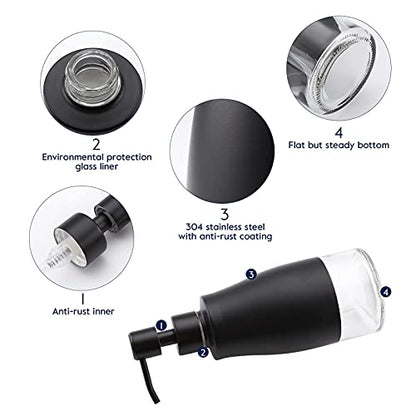 Gaussra Black Soap Dispenser with Coasterand Stickers, Refillable Liquid Stainless Steel Soap Dispenser for Kitchen Sink, Bathroom Countertop (11OZ / 320ML) - color: Matte Black