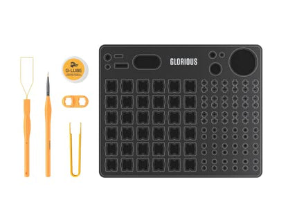 Glorious Platform - Acrylic Mechanical Switch and Stabilizer Lubrication Kit - Includes Keycap, Switch Pullers, Opener, Lube Brush, Synthetic G-Lube