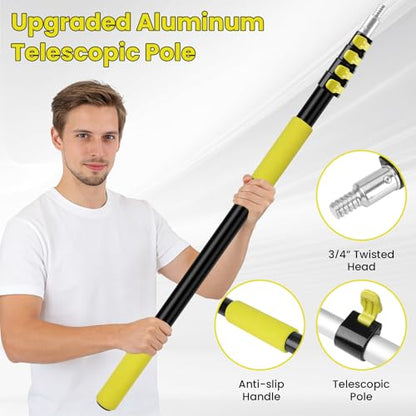 26FT High Ceiling Duster Kits with 5-20 Ft Extension Pole, Fan Blade Cleaner, Cobweb Duster, Window Squeegee Kit, Spider Web Brush for High Window, Interior Roof - size: 20FT