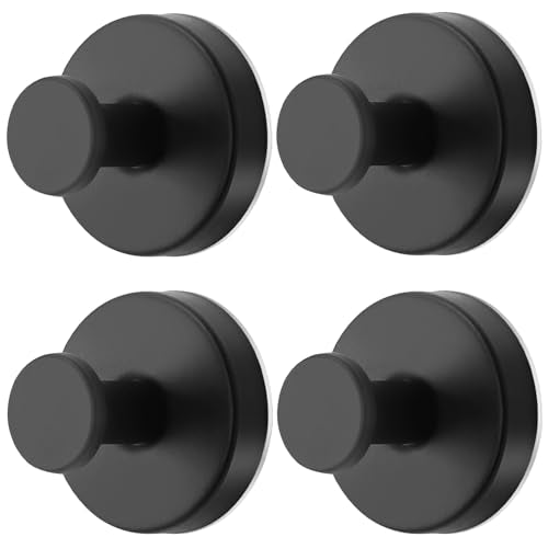 Black Waterproof Suction Cup Hooks, 4-Pack Heavy Duty Stainless Steel No Drill Shower Hooks for Hanging Towels, Robes, Loofahs, Holder Holds Strong on Tile, Glass, Mirror, Wall, Bathroom Door - color: black-4pcs