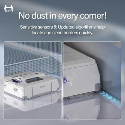 HUTT A1 Auto Window Cleaning Robot, Upgraded 4 Water Spray & 6000PA High Suction Power Window Cleaner with Laser Sensor Detection, Perfect for High-Rise Windows, Tiles and Glass - color: White
