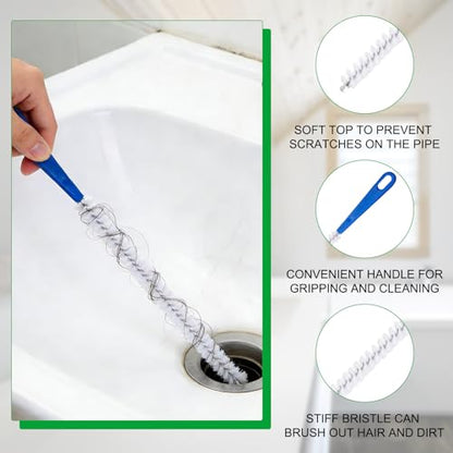 5 Pcs Hair Drain Clog Remover Tool,Hair snake Tool Opener，Flexible Pipe Clog Remover Tool for Toilet, Kitchen Sink, Bathroom Tub, Shower, Sewer