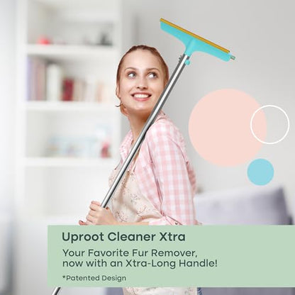 Uproot Cleaner Xtra Pet Hair Removal Tool: Reusable Carpet Rake with Telescopic 60" Handle - As Powerful as Uproot Cleaner Pro Pet Hair Remover, but Made for Carpets, Curtains - Don't Bend Don't Kneel