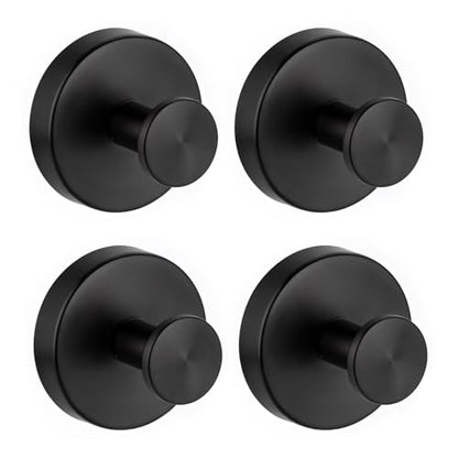 Rise age Suction Cup Shower Hooks, Suction Towel Hooks for Bathrooms | Waterproof, No Drill, Heavy Duty, Stainless Steel, Removable, Renter Friendly, Easy to Install, Black 4 Pcs - color: Black