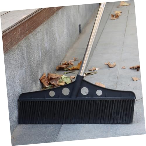 KOMBIUDA Wide Detachable Broom with Handle Stainless Steel Deck Scrub Brush for Outdoor Cleaning of Concrete Garage Patio and Garden