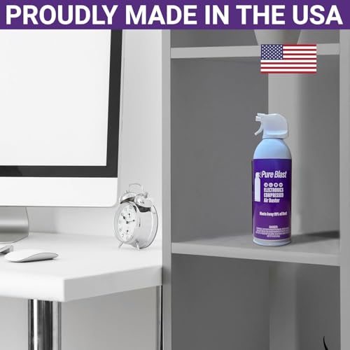 Pure Blast 10oz Compressed Air Duster Can – Made in USA – Powerful Dust Remover for Electronics, Keyboards, Computers & Office Equipment – Moisture-Free, No Residue – 1 Pack