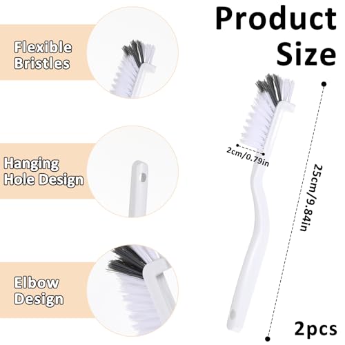 JJUNW 2Pcs Kitchen Scrub Brush, Angle Cleaning Brush, Right Angle Scrub Brush for Sink Household Dish Pot Pan Edge Corners, for Small Space Crevice Cleaning with Stiff Bristles (2)