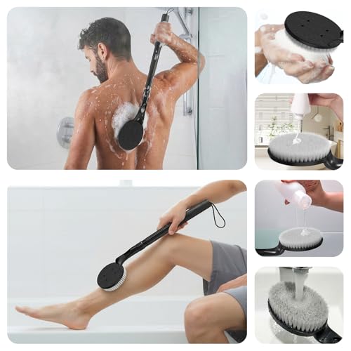 Long Handle Back Scrubber for Shower, 25.7” Telescopic Anti-Slip Bath Brush, Easy Reach Back Cleaner for Exfoliating Dead Skin, Great for Elderly, Disabled & Hard-to-Reach Areas - color: 18.7” - 25.7” Classic Extendable