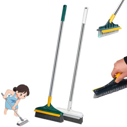 Yuguz Floor Scrub Brush, Deep Cleaning Brush with Scraper, Stand up Grout Brush, Grout Cleaning Brush for Tile Floors, Grout Brush with Long Handle, Scrub Brush with Stiff Bristles(39.37in) (Mixed) - color: Mixed
