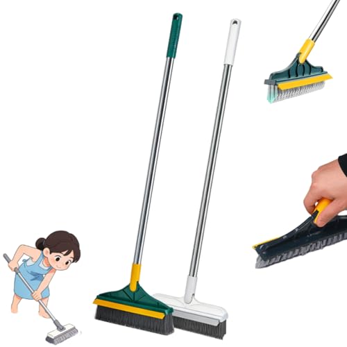 Yuguz Floor Scrub Brush, Deep Cleaning Brush with Scraper, Stand up Grout Brush, Grout Cleaning Brush for Tile Floors, Grout Brush with Long Handle, Scrub Brush with Stiff Bristles(39.37in) (Mixed) - color: Mixed