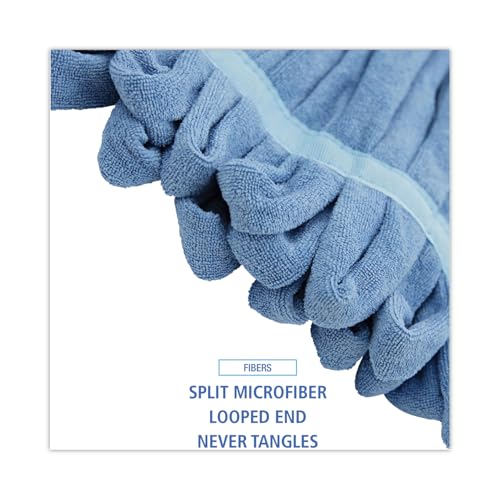 Boardwalk BWKMWTMBCT Microfiber Looped-End Wet Mop Heads, Medium, Blue (Carton of 12) - color: Blue