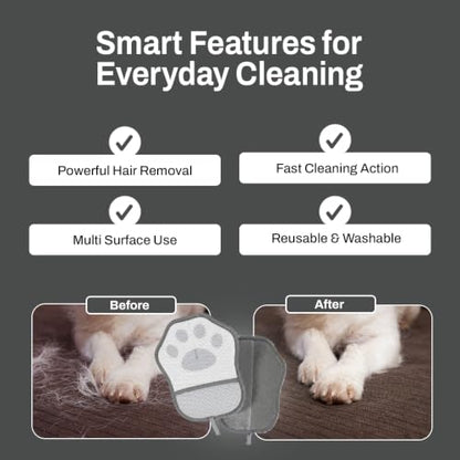 Nexius Pet Hair Removal Glove, Reusable Strong Grooming Fur Remover for Cats & Dogs, Electrostatic Pet Hair Remover| Removes Fur from Furniture, Clothes, Carpets & Car Seats (Grey) - color: Grey, size: Pack 1