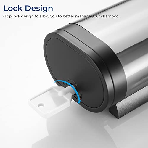 Pollock Shampoo and Conditioner Dispenser Wall Mounted, Shower Soap Dispenser 2 Chamber No Drill, Shampoo Dispenser for Shower, Body Wash Dispenser for Bathroom, Large Capacity, (Black 1 Chamber) - color: Black 1 Chamber