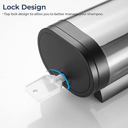 Pollock Shampoo and Conditioner Dispenser Wall Mounted, Shower Soap Dispenser 2 Chamber No Drill, Shampoo Dispenser for Shower, Body Wash Dispenser for Bathroom, Large Capacity, (Black 1 Chamber) - color: Black 1 Chamber