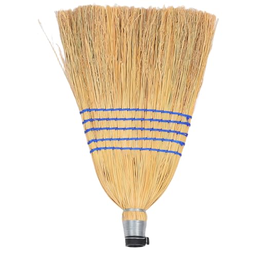 IMIKEYA Heavy Duty Outdoor Whisk Broom with Hanging Loop, Straw Cleaning Brush for Courtyard and Garage Sweeping, Portable Handheld Patio Sweeper for Leaves and Debris Removal