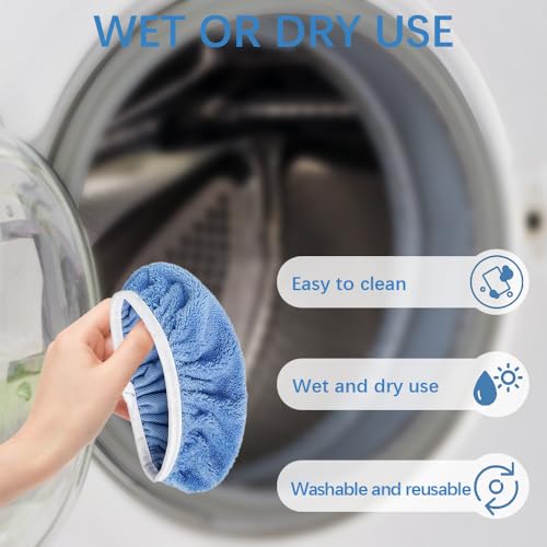 3 Pcs Blue Microfiber Mop Pads - Reusable Washable Refills for Wet & Dry Floor Cleaning - Fits Most Standard Mops - Household Cleaning Pads - color: Blue