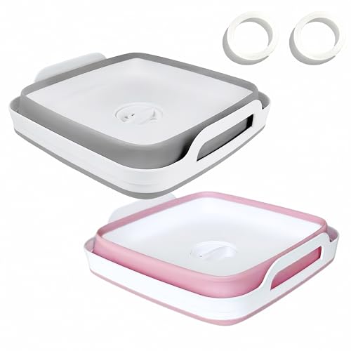 GIMWA Collapsible Wash Basin with Drain Plug - 2.4 Gallon Foldable Kitchen Sink for Baby Bottles, RV Camping, Space-Saving Dish Tub (Gray-Pink) - color: Gray-pink