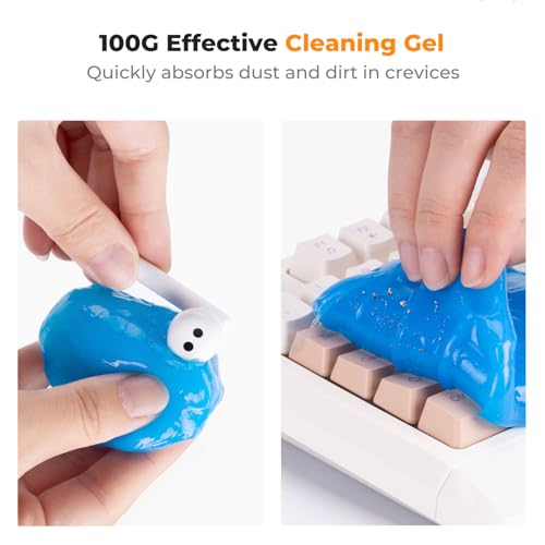 K&F CONCEPT 6-in-1 Laptop Computer Keyboard Cleaner - Screen Cleaning Kit All-in-One with Gel & Spray Solution for MacBook and Other Computers