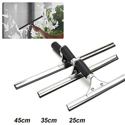 All-Purpose Shower Squeegee for Shower Doors, Bathroom, Home Office Window and Car Glass - Stainless Steel, 17.7inches